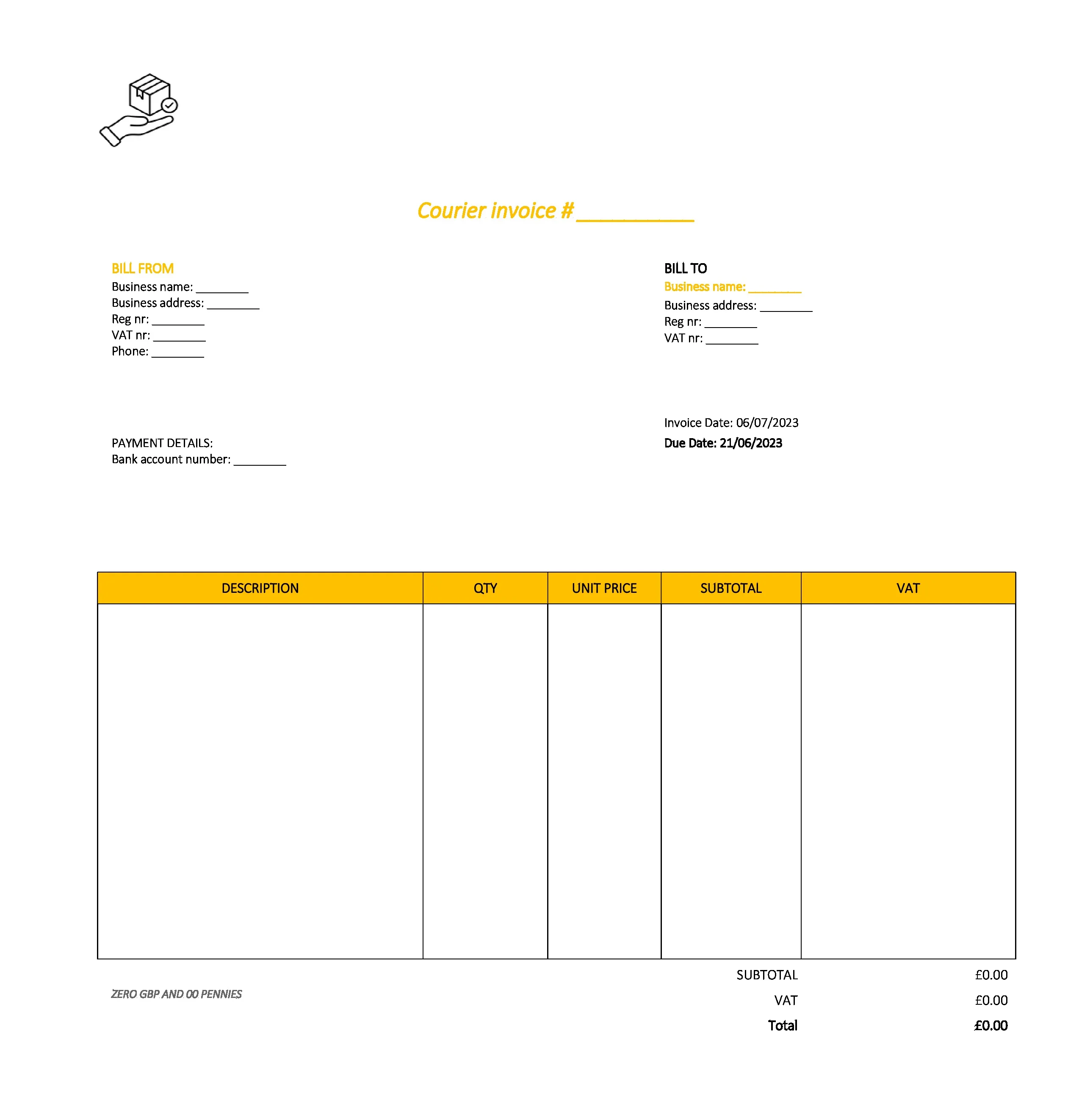 Editable Courier Invoice Template Uk Word   Google Docs